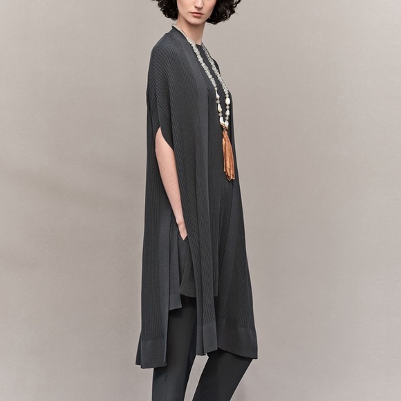 Eileen Fisher Cardigan Sweater Duster Kimono S/M P/M - Picture 2 of 8